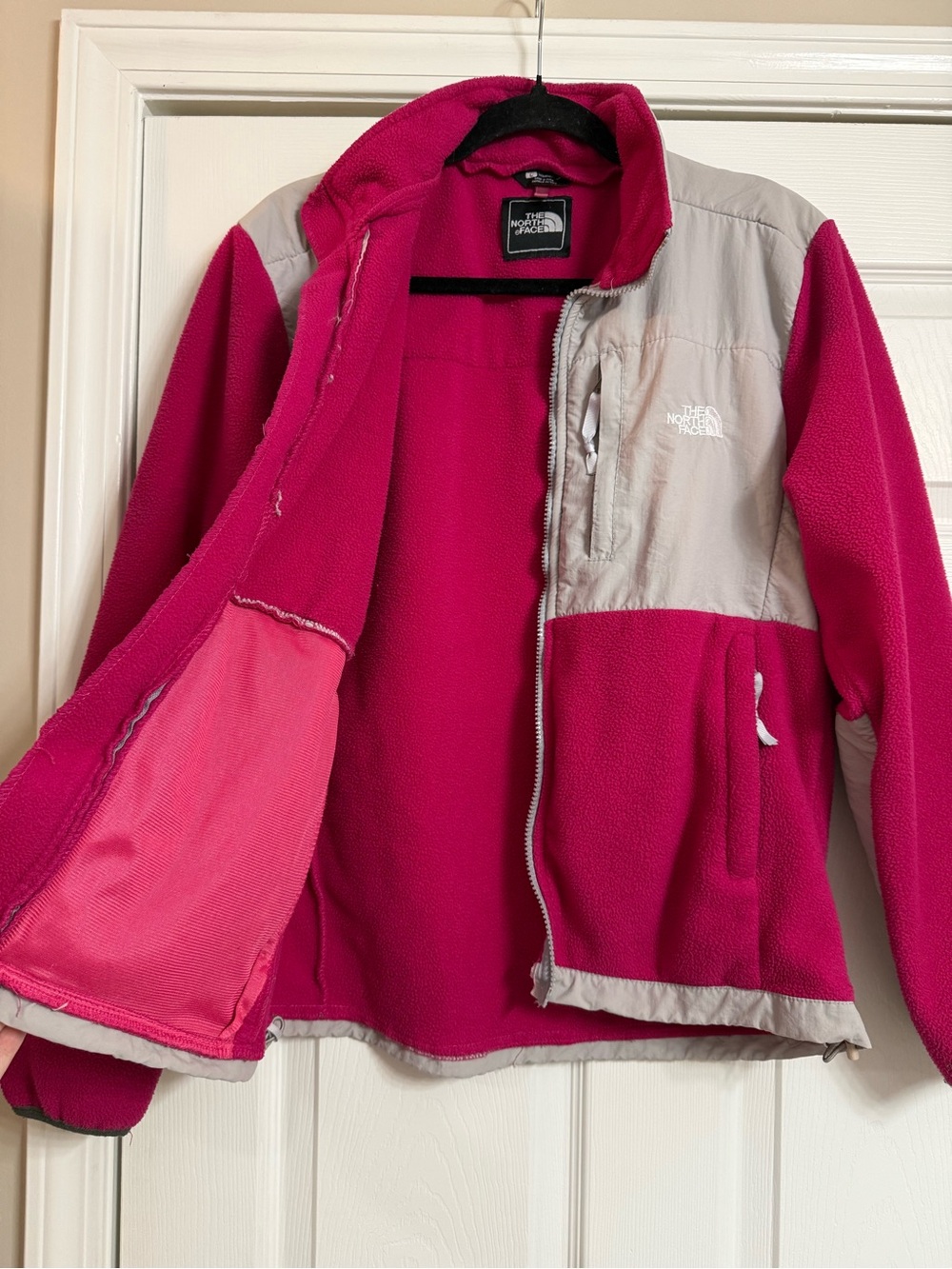 The North Face Hot Pink and Light Gray Fleece Jacket